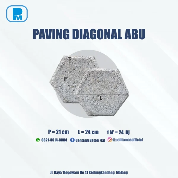 Paving Block Diagonal Warna Abu Natural