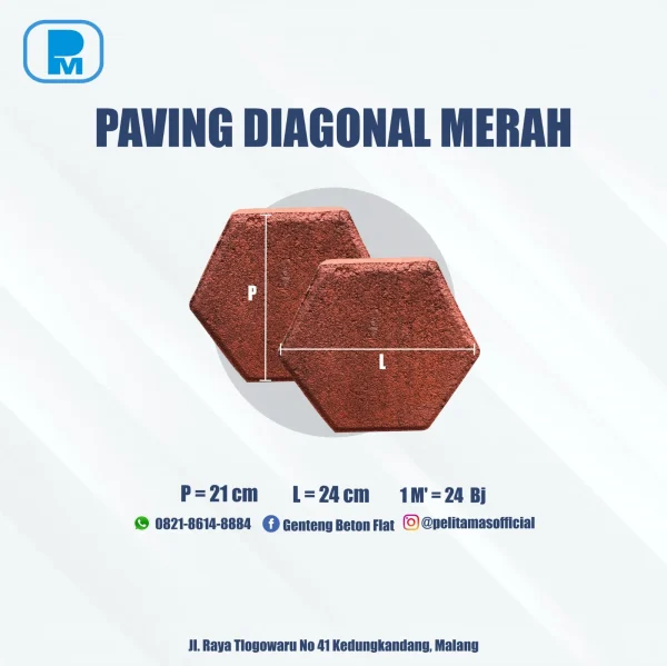Paving Block Diagonal Warna Merah dari Pelita Emas Jaya