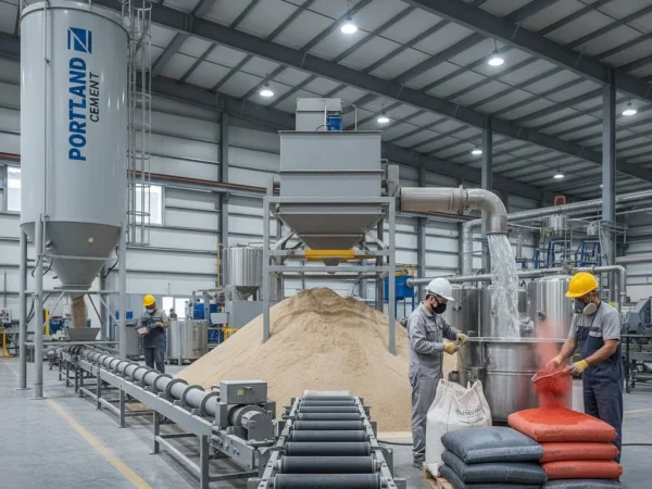 Bahan baku genteng beton: semen, pasir, dan pigmen warna