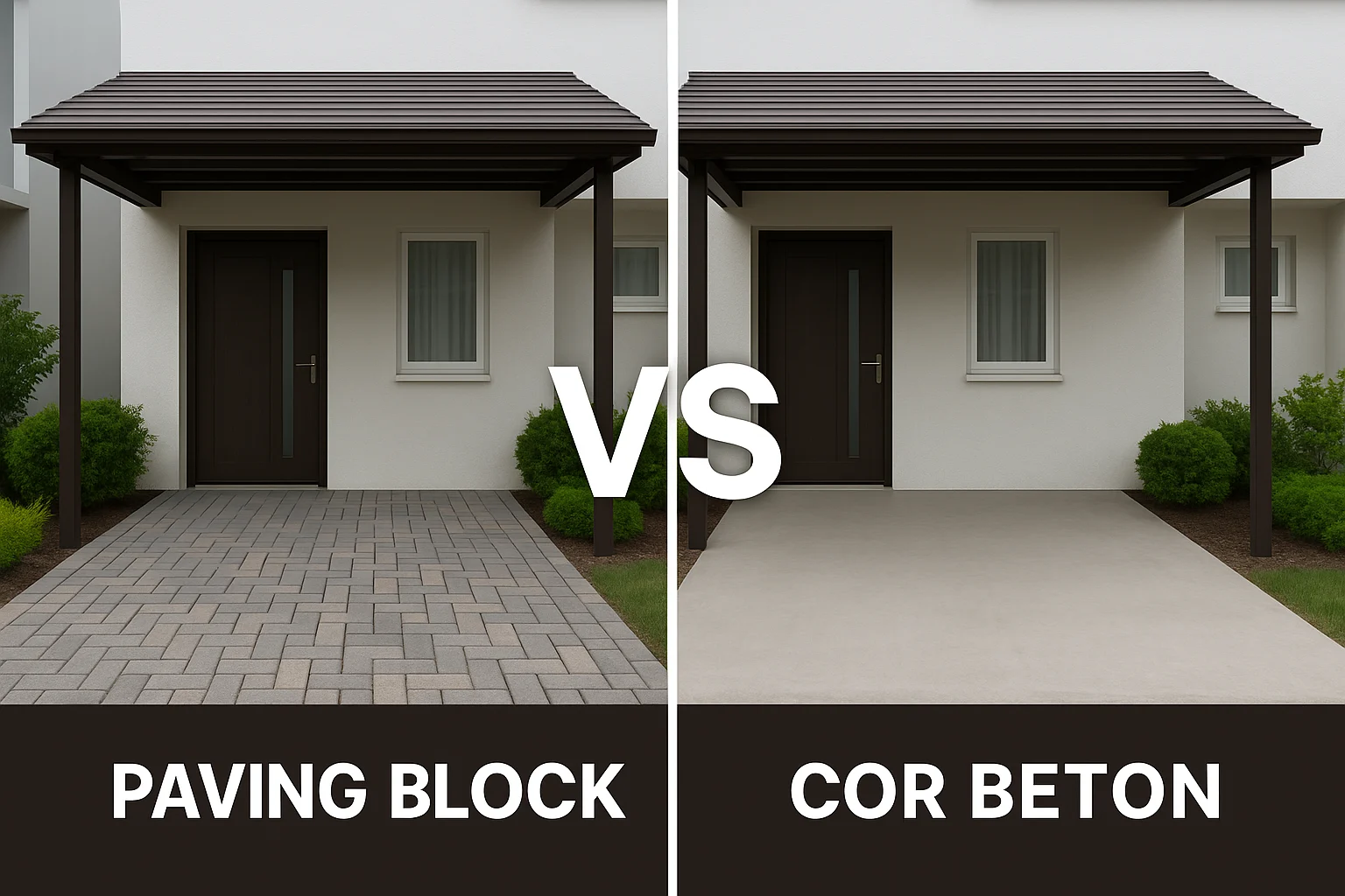 Perbandingan estetika carport menggunakan paving block vs cor beton