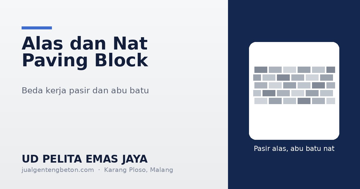 Panduan bahan alas dan nat paving block dari UD Pelita Emas Jaya Malang