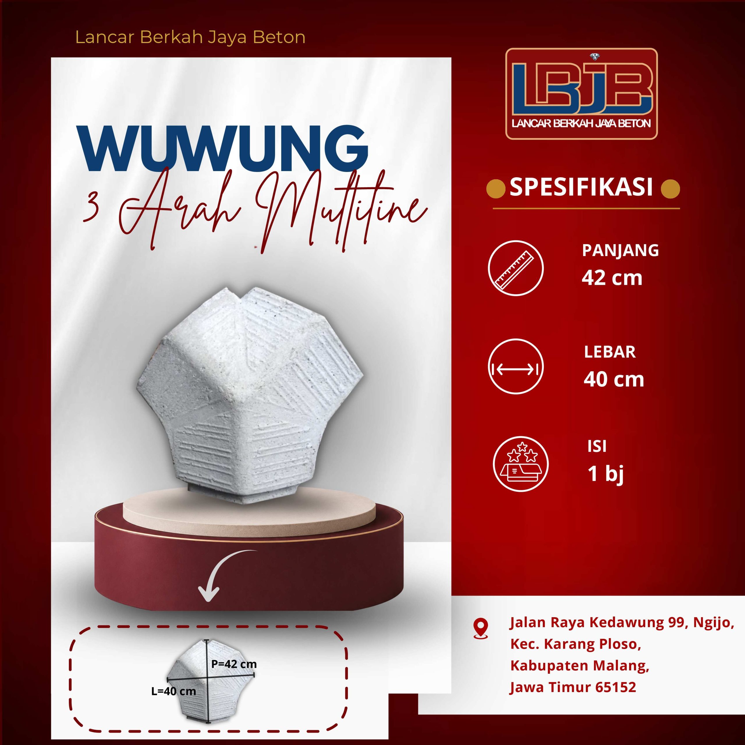 Wuwung 3 Arah Multiline Natural Lancar Berkah Jaya Beton