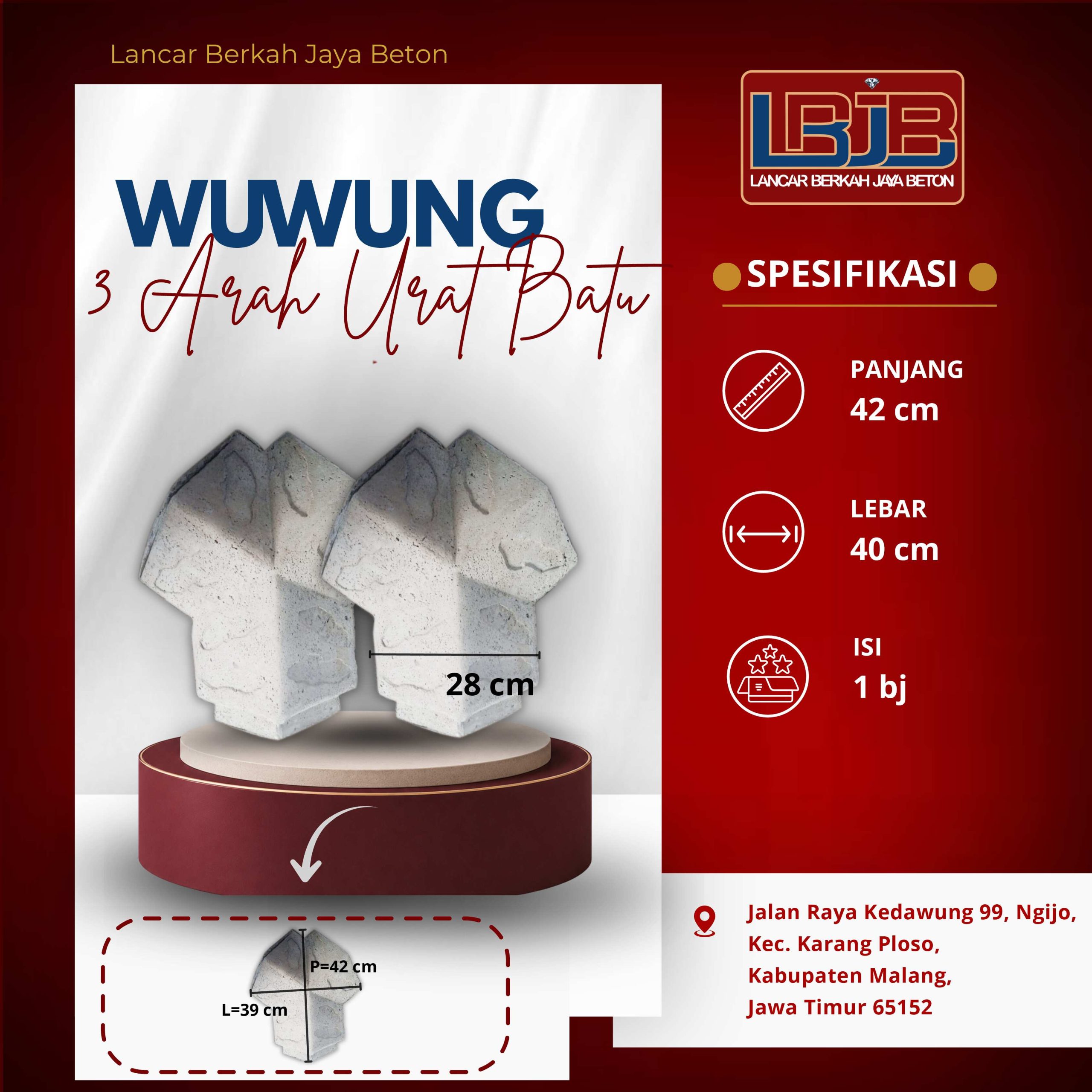Wuwung 3 Arah Urat Batu Lancar Berkah Jaya Beton