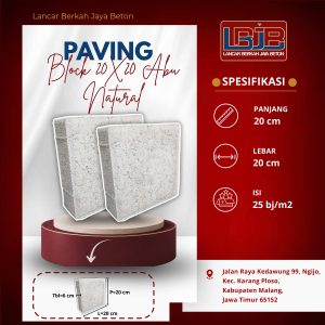 Paving Block 20x20 Abu Natural Lancar Berkah Jaya Beton