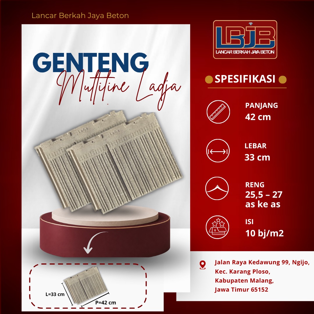 Genteng Multiline Ladja Lancar Berkah Jaya Beton