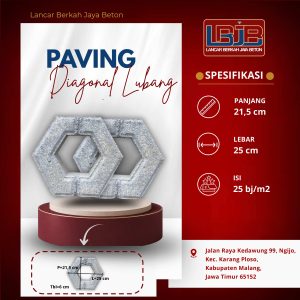 Paving diagonal berlubang atau grass block yang lubangnya diisi rumput di area halaman