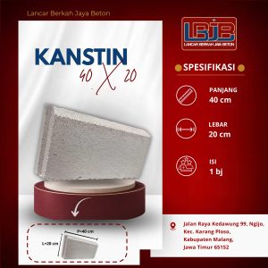 Kanstin beton 40x20 sebagai pengunci tepi hamparan paving block