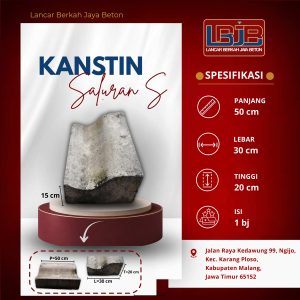Kanstin Saluran S Lancar Berkah Jaya Beton ukuran 50 x 30 x 20 cm