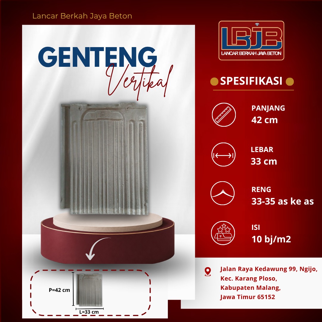 Genteng Beton Vertikal Lancar Berkah Jaya Beton