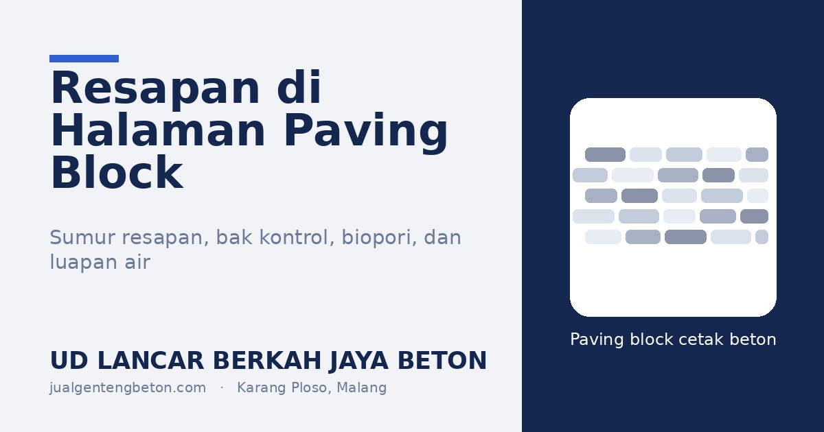 Sumur Resapan dan Biopori di Halaman Paving Block - UD Lancar Berkah Jaya Beton